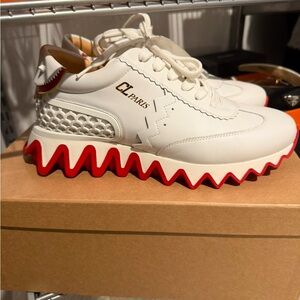 Christian Louboutin White and Red Sneakers